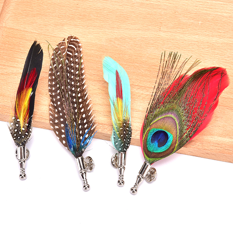 Broche en plumes colorées de styliste, broche à la main, nouveauté pour hommes et femmes, pour robe, accessoire cadeau pour costume, cadeau ► Photo 1/6