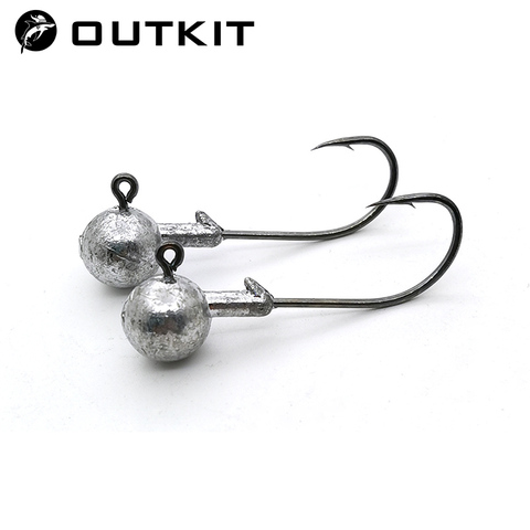 OUTKIT – lot de 5 hameçons de pêche de haute qualité pour leurre souple, tête de plomb rainurée, 3.5/5/7/10/14g ► Photo 1/6