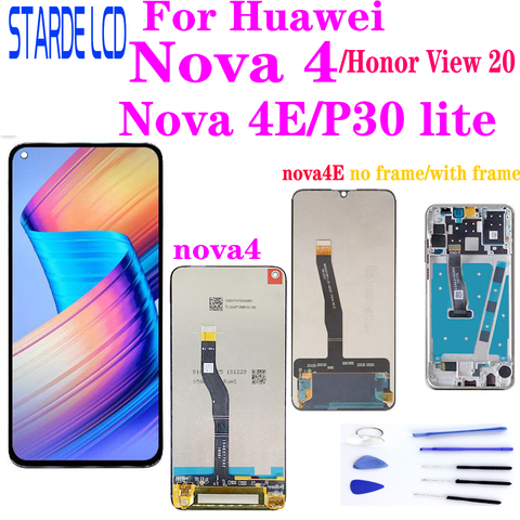 Pour Huawei Nova4 VCE-L22 AL00 TL00 LCD écran tactile numériseur avec cadre pour Honor View 20 / Nova 4E & P30 lite LCD ► Photo 1/5