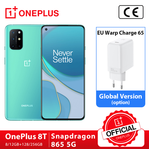 Global Rom OnePlus 8T 8 T OnePlus Official Store 8GB 128GB Snapdragon 865 5G Smartphone 120Hz AMOLED fluide écran 48MP Quad Cams 4500mAh 65W chaîne; code: MAREDUCAPP(€30-3) ► Photo 1/6