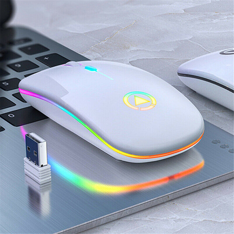 Mini souris optique sans fil Bluetooth, LED GHz, 2.4GHz, rétroéclairé, Rechargeable, silencieuse, réglable par USB ► Photo 1/6