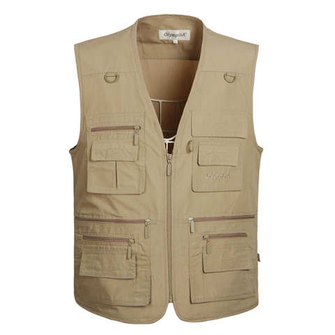 Gilet de travail à séchage rapide pour hommes, 6 couleurs, grande taille, veste sans manches, pêche, Camping, plein air, gilets avec de nombreuses poches multiples ► Photo 1/6