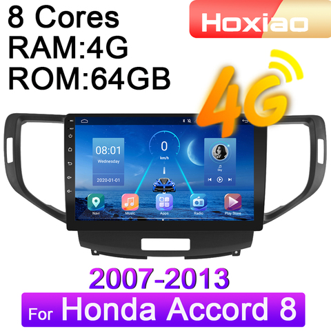 Autoradio Android 9, navigation GPS, lecteur multimédia vidéo, 4G, 2 Din, pour voiture Honda Accord 8 (2008, 2009, 2010, 2011, 2012) ► Photo 1/6