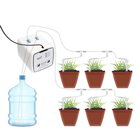 Dispositif d'arrosage automatique goutte-à-goutte, dispositif Intelligent avec télécommande WIFI, double pompe 15/20 pour jardin et vergers, ensemble d'irrigation de pots ► Photo 1/6