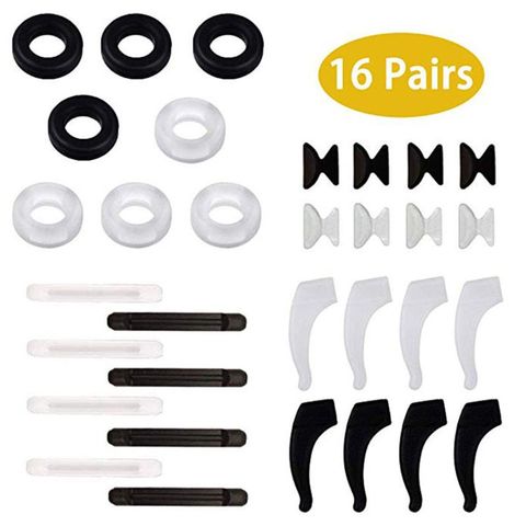 16 paires Silicone anti-dérapant rond lunettes retenue plaquettes nasales oreille crochets lunettes ► Photo 1/6