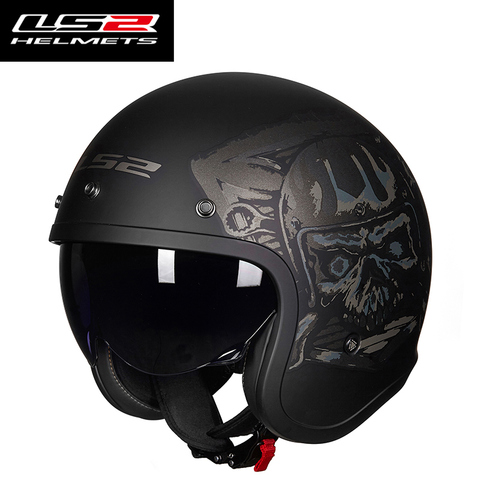 100% Original LS2 OF599 ouvert visage Moto rcycle casque avec Double lentille Vintage rétro Casco moto capacete ls2 Sctooter casque moto ► Photo 1/6