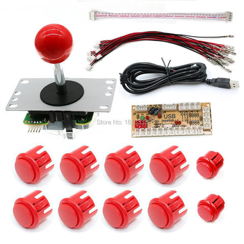 Rétro jeu d'arcade framboise Pi copie SANWA Joystick Kit de bricolage USB conseil zéro retard encodeur à PC 30MM 24MM bouton-poussoir ► Photo 1/6