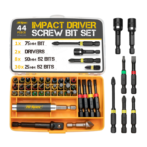 Hi-Spec Premium 44pc perceuse à percussion foret S2 embouts de tournevis ensemble accessoires d'outils électriques appareils ménagers réparation outils à main Kit ► Photo 1/6