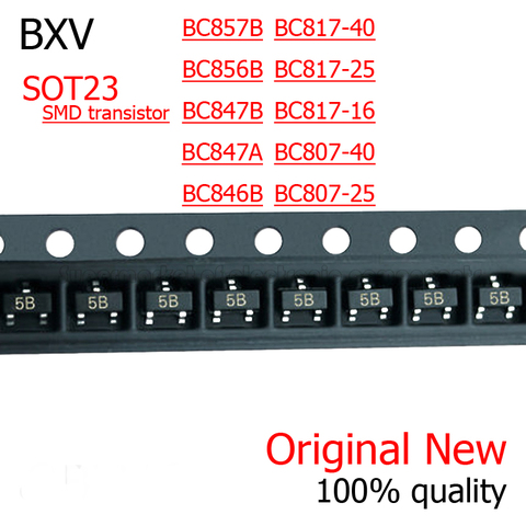 100 PIÈCES BC807-25 BC807-40 BC817-25 BC817-40 BC846B BC847B BC847C BC848B BC856B BC857B SOT23 SMD transistor ► Photo 1/6