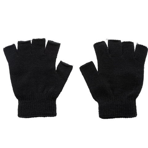 Gants noirs tricotés sans doigts pour hommes, nouveaux, automne hiver, extérieur, extensible, élastique, chaud, demi-doigt, cyclisme ► Photo 1/6