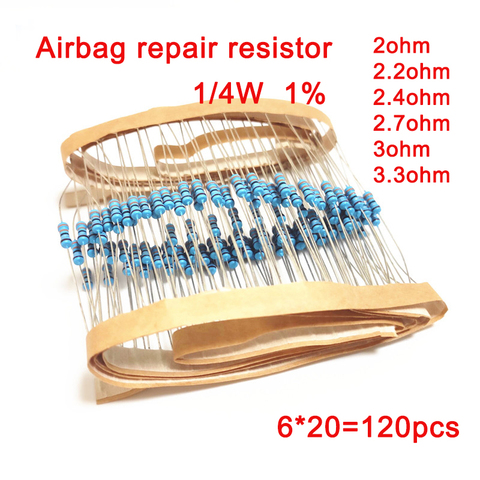 Résistance de réparation d'airbag de voiture avec film métallique 1/4W 1%, 2ohm, 2ohm, 2ohm, 2ohm, 2ohm, 2ohm, 7ohm, 3ohm, 3ohm, 3ohm, 3ohm, 6 types de kit électronique ► Photo 1/3