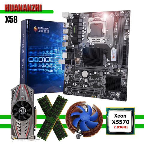 Remise carte mère HUANAN ZHI X58 carte mère avec CPU Intel Xeon X5570 2.93 GHz RAM 2*8G DDR3 REG ECC GTX750Ti 2G carte vidéo ► Photo 1/6