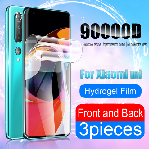 Protecteur d'écran pour Xiaomi Poco M3 X3 NFC F1 F2 Pro pour Mi Note 10 Pro A3 A2 A1 8 9 9T 10T Lite Mix 3 Hydrogel Film avant arrière mobile téléphone accessoires écran protecteurs protection ► Photo 1/6