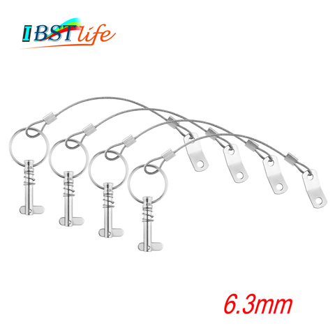 Goupille à dégagement rapide avec lanière | 4 pièces 6.3mm 1/4 pouces pour bateau, Bimini charnière de pont supérieur, quincaillerie Marine en acier inoxydable 316 ► Photo 1/5