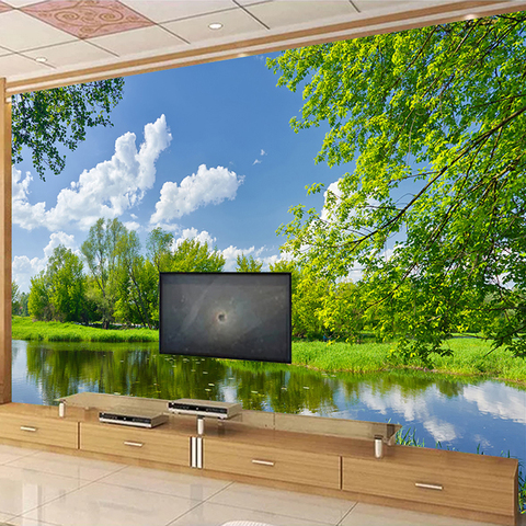 Personnalisé 3D Mural papier peint parc lac vert arbre naturel paysage Photo fond mur peinture salon canapé chambre fresque ► Photo 1/6