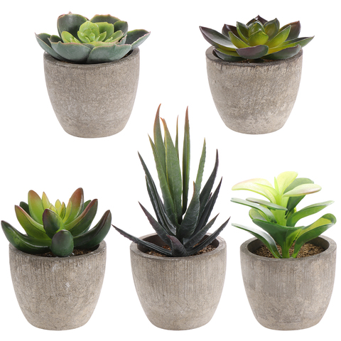 5 pièces Creative Mini Faux Succulent décor plantes succulentes plantes en pot Faux Simulation plantes avec des Pots pour salon maison ► Photo 1/6