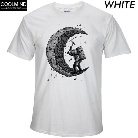 T-shirt humoristique à la mode hommes, 100% coton creuser the moon imprimé T-shirt à la mode ► Photo 1/6