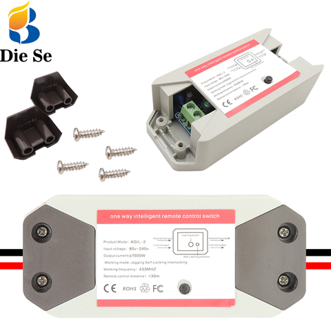 433 MHz RF télécommande commutateur ca 220V 10A 1CH récepteur 1527 Code d'apprentissage pour lumière universelle/LED/Fanner/Transmission de Signal ► Photo 1/6