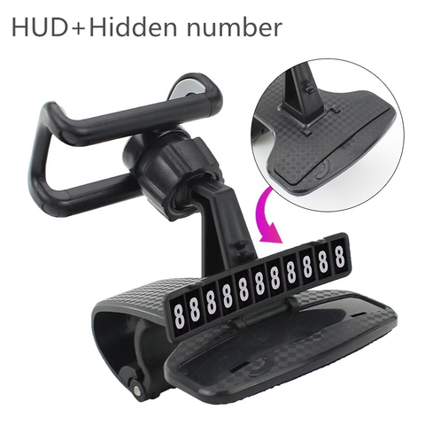 Nouveau HUD voiture tableau de bord Support de téléphone 360 ° réglable GPS voiture Clips Support caché numéro de stationnement pour téléphone portable Support de Support de voiture ► Photo 1/6