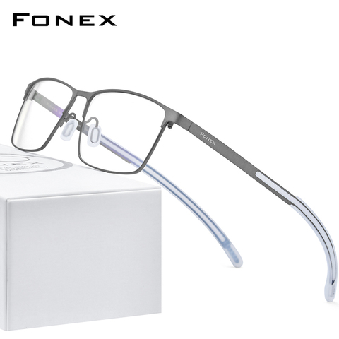 FONEX pur titane lunettes cadre hommes carré myopie optique Prescription lunettes cadre homme 2022 antidérapant Silicone lunettes 8521 ► Photo 1/6