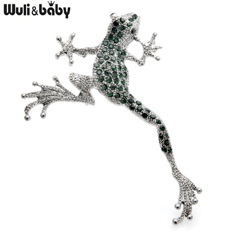 Wuli & bébé-broches vertes de grenouille en strass, jolies broches en métal, Animal de grenouille sautante, cadeau ► Photo 1/4