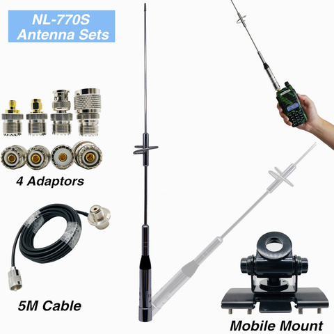 1 ensemble antenne talkie-walkie Nagoya NL-770S + câble Coaxial 5M + quatre adaptateur de connecteur en cuivre fin + support de Clip en acier inoxydable ► Photo 1/6