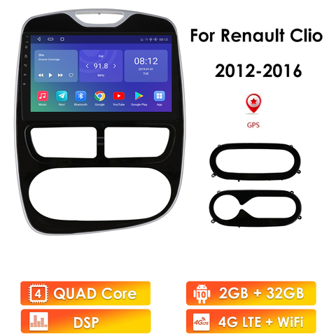 Octa-core 4G Android 10.0 2 Din autoradio GPS pour RENAULT Clio 3 4 2012-2016 multimédia 10.1 pouces stéréo lecteur vidéo Navigation ► Photo 1/6
