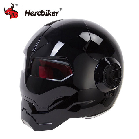 HEROBIKER Vintage rétro casque Moto Moto casque Moto intégral casque Casco Moto Cruiser Chopper café Racer Capacetes ► Photo 1/6