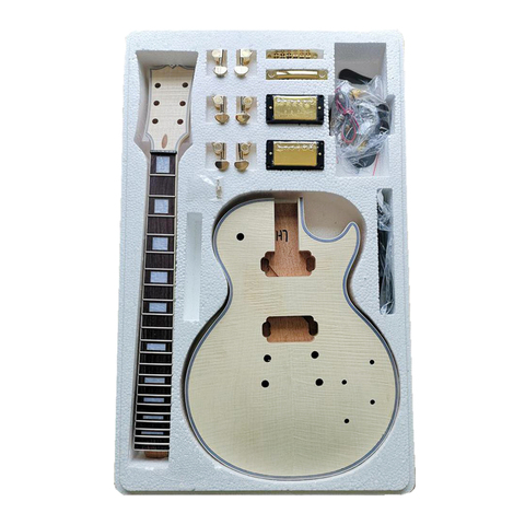 Kit de guitare électrique en bois d'acajou, à monter soi-même, inachevé, pour débutants, Instrument de musique ► Photo 1/5