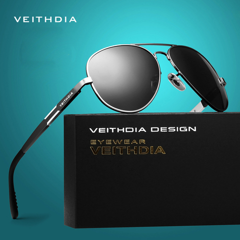 VEITHDIA-lunettes de soleil UV400 polarisées pour hommes, Pilot en aluminium, verres classiques pour la conduite, modèle 2022 ► Photo 1/6