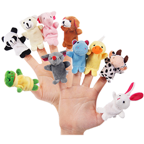 10 pièces, jouets en peluche pour enfants, cadeau d'anniversaire de noël, jouets de poupées mignonnes avec dessin animé Animal, doigt biologique, marionnette ► Photo 1/6