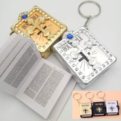 Porte-clés avec Mini Bible sainte en anglais, porte-clés religieux et croix pour femmes, Souvenirs de prière, dieu béni ► Photo 1/6