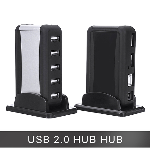 Hub USB 2.0 Portable à 7 ports, haute vitesse, adaptateur de répartiteur à double puce avec adaptateurs d'alimentation ca pour PC Portable, nouvel arrivage ► Photo 1/6