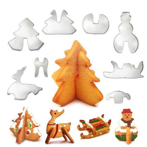 Emporte-pièce 3D en acier inoxydable, 8 pièces, moule à biscuits et bonbons, outils de cuisson, décorations de noël pour la maison, nouvel an, DIY ► Photo 1/6