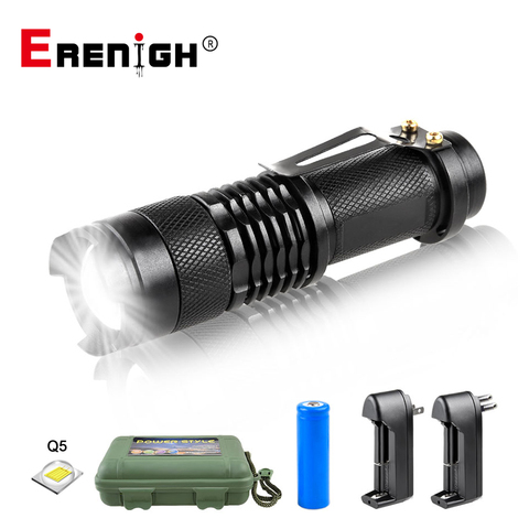 Mini lampe de poche à mise au point réglable CREE Q5 2000 Lumens lampe de poche LED torche lanterne AA 14500 torche Linterna monture de LED ► Photo 1/6