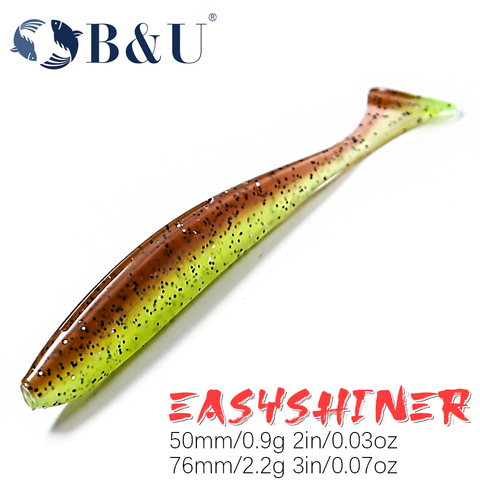 B & U Easy Shiner 50mm 76mm pêche leurre souple appâts truite leurre Silicone nagbait gigotant Wobblers pour brochet appât en caoutchouc artificiel ► Photo 1/6