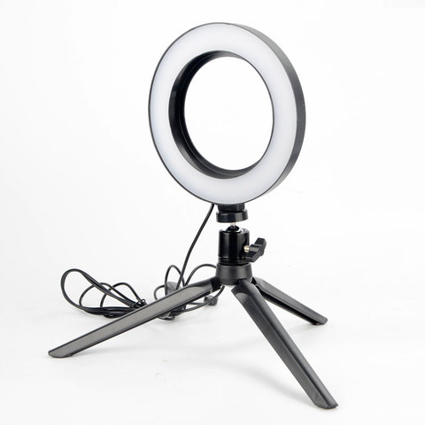 6 pouces 16cm anneau lumière LED Selfie 20cm support trépied bureau Dimmable YouTube Photo vidéo caméra téléphone maquillage en direct remplissage en gros ► Photo 1/6