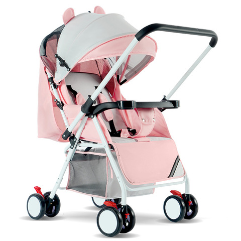 Poussette légère pour bébé, chariot de voyage pratique et pliable pour enfant, mini, rose, à quatre roues, vente en gros ► Photo 1/6