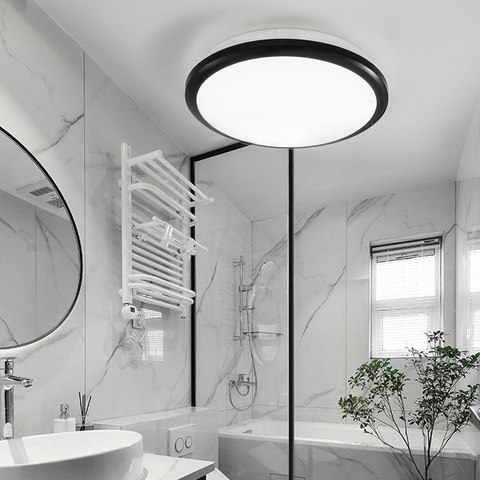 VIPMOON plafond moderne à LEDs LUMIÈRE étanche salle de bains lampe ronde toilettes toilettes 18w 24w 36W 6500k intérieur noir brillant ► Photo 1/6