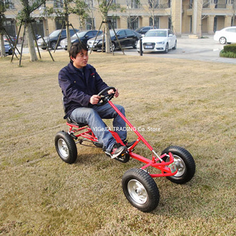 Kart à pédales pour les adolescents de plus de 10 ans, kart adulte avec frein à main, roue gonflable de 16 pouces, peut charger 100KG ► Photo 1/6