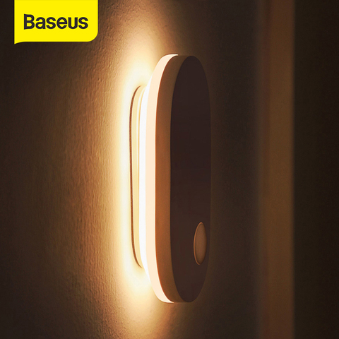 Baseus PIR capteur de mouvement veilleuse Induction humaine rétro-éclairage magnétique lumière LED Rechargeable lampe de chevet applique murale pour la maison ► Photo 1/6