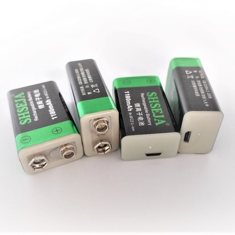 Batterie lithium-ion de grande capacité 9V 1180mAh 6F22 batterie rechargeable USB batterie rechargeable pour clavier livraison gratuite ► Photo 1/6