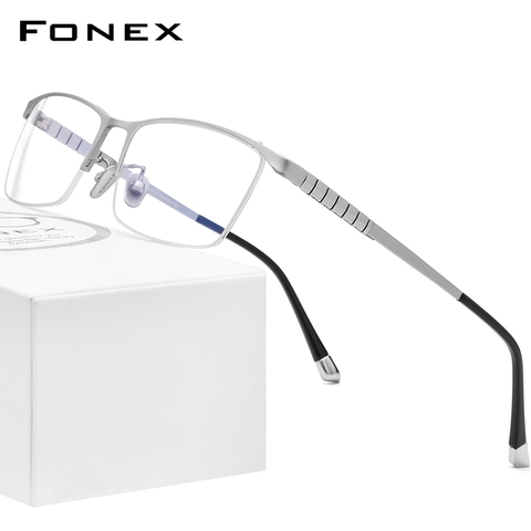 FONEX pur titane lunettes cadre hommes carré lunettes 2022 nouveau mâle demi optique myopie Prescription lunettes montures 85640 ► Photo 1/6