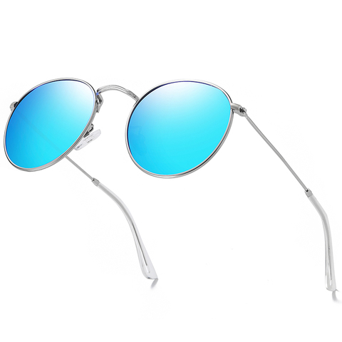 BARCUR-lunettes de soleil polarisantes colorées | Lunettes rondes pour hommes/femmes, avec revêtement réfléchissant et boîte offerte ► Photo 1/6