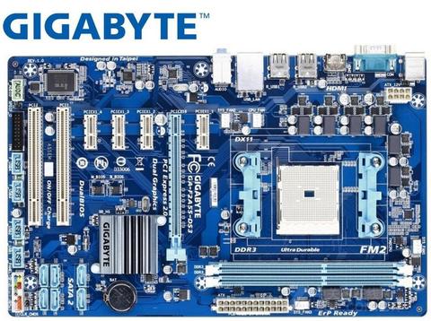 Gigabyte – carte mère 64 go A55 originale, composant pour ordinateur de bureau, compatible avec AMD, Socket FM2, DDR3, GA-F2A55-DS3, usb F2A55-DS3, produit d'occasion ► Photo 1/2