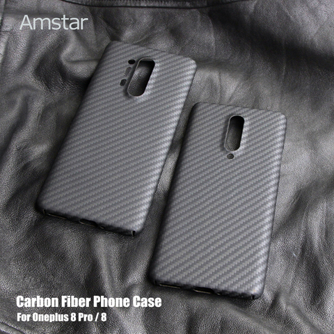 Étui de protection en Fiber de carbone Amstar pour OnePlus 8 Pro 7 7T Pro Ultra-mince anti-chutes anti-doigts ► Photo 1/6