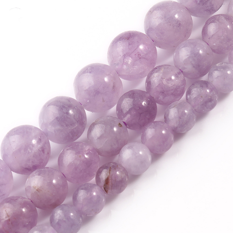 Violet Clair naturel Améthystes Cristaux Lâches Rondes Jade Perles de Pierre pour la Fabrication De Bijoux Bracelets À FAIRE SOI-MÊME 15 ''6/8/10mm ► Photo 1/6