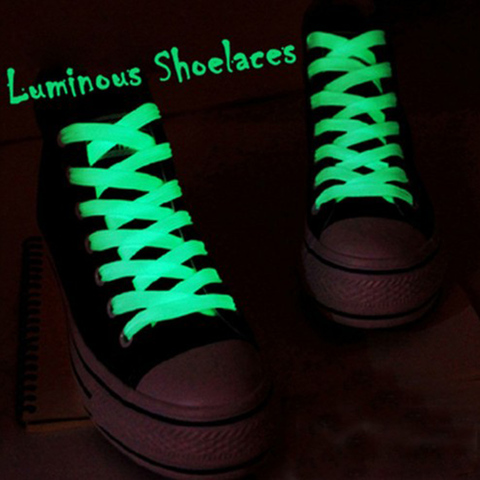 Lacets lumineux en toile, 1 paire, pour chaussures de Sport plates et fluorescentes qui brillent dans la nuit ► Photo 1/6