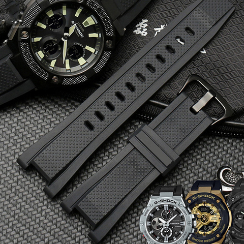 Bracelet de montre en caoutchouc pour Casio G SHOCK Series GST-210/W300/400G/B100 bracelet de montre en Silicone étanche hommes sangles accessoires 26*14 ► Photo 1/6