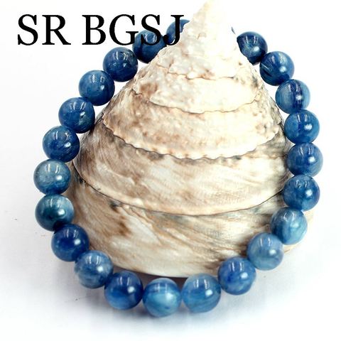 Livraison gratuite 8-9mm gros bijoux pierres précieuses naturelles pierre réglable AAA Kyanite Bracelet 7-8 pouces ► Photo 1/6